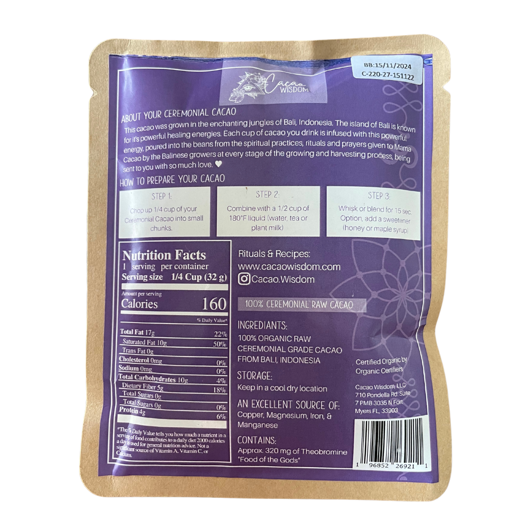 Bali Raw Ceremonial Grade Cacao - 32 g (1.1 oz)